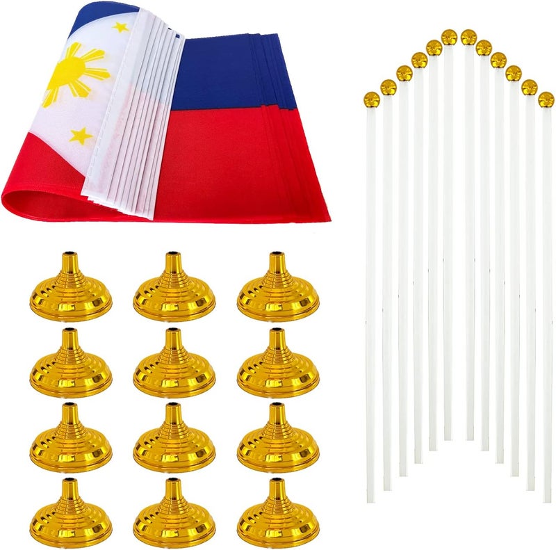 WXTWK 12 Pack Philippine Flag Filipino Desk Flag Small Mini Filipino Table Flags With Stand Base,Home Office Festival Events Celebration Decorations - Image 3